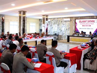 Tim Sespim Lemdiklat Polri melakukan kunjungan ke Polres Karimun dengan menggelar pertemuan dengan sejumlah unsur penyelenggaran Pemilu.