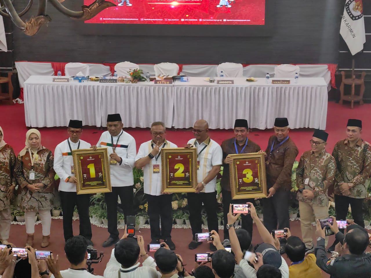 KPU Karimun menggelar Sidang Pleno Terbuka Pengundian dan Penetapan Nomor Urut Pasangan Calon Bupati dan Wakil Bupati Karimun tahun 2024.