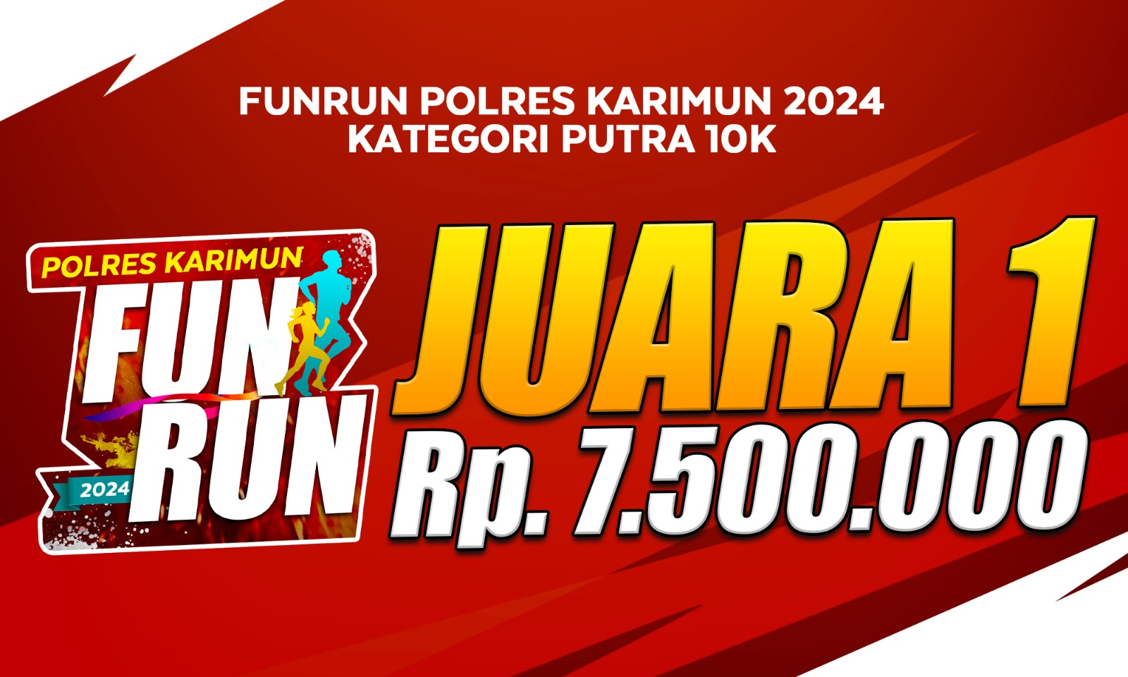 Hadiri dan menangkan uang jutaan rupiah di gebyar Fun Run HUT Polantas Polres Karimun di Coastal Area, Putri Kemuning Karimun.